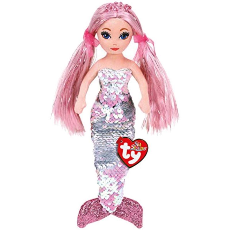 Ty Sirena cu paiete roz, CORA (27 cm) - Ty