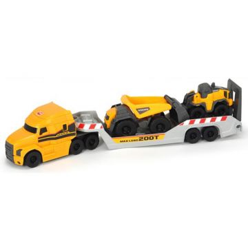 Dickie Toys Camion Mack Volvo Micro Builder cu remorca, buldozer si camion basculant