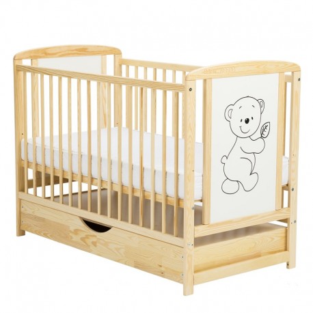 BabyNeeds Patut din lemn Timmi 120x60 cm cu sertar Natur