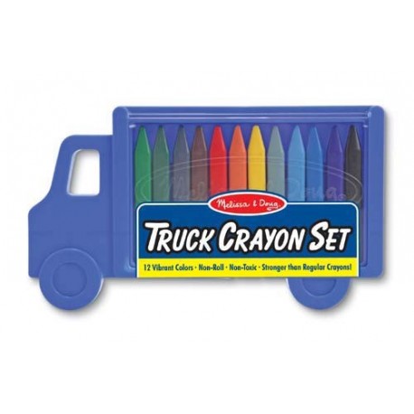 Melissa & Doug Set creioane colorate triunghiulare Truck 12 buc